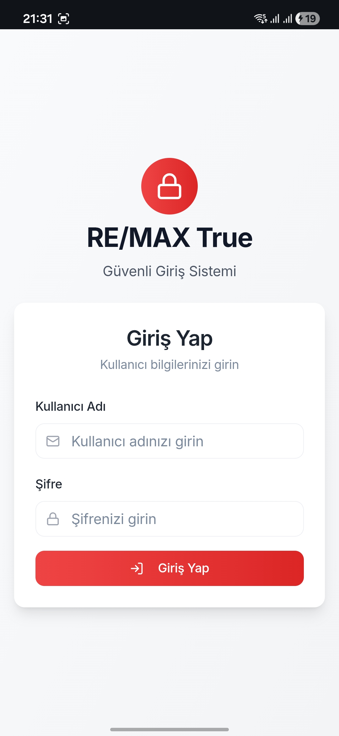 Giriş ekranı